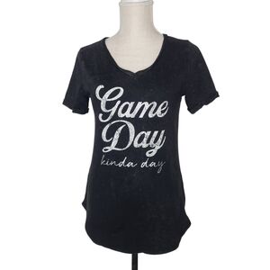 5/$15 Maurices Acid Wash Black Game Day Kinda Day Shirt